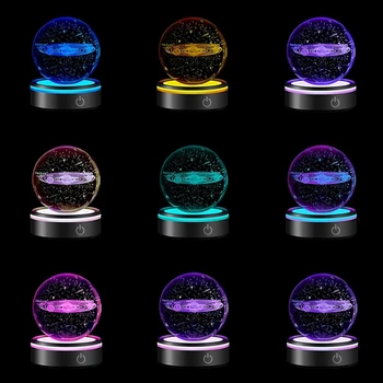 3X LED Šviesos pagrindas Su Jautrus Touch Turas Spalvingas Stendas Rodyti 3D Kristalų, Stiklo Meno, Foto Rėmelis, Sidabrinė Įgaubti
