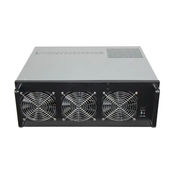 Serverio kompiuterio atveju 4U 6 GPU sistemos atveju su DP1800 plokštė rėmas su PSU už kriptografijos piniginės