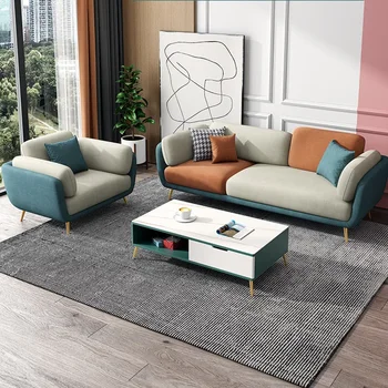 Modernus Nordic kambarį tiesiai eilės tris-asmuo, macaroon sofa