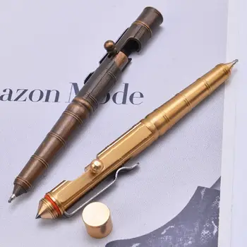 Sklandžiai Rašyti Gelio Rašikliai Metallic Pen Rankų Darbo Žalvario Gelio Rašiklis Retro Bambuko Mazgo Tipas Pen Rašikliu