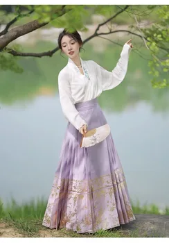 Naujas Kinų Stiliaus Suknelė Pagerinti Arklių-Veido Sijonas Moterims Hanfu Kostiumą Siuvinėti Gėlių Viršuje&sijonas Vasaros Qipao Derliaus Vestidos