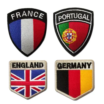 Prancūzija Anglija Logotipas Raištį Ženklelis Vokietija Portugalija Vėliavos Shield Siuvinėjimo Kablys Magija Audinio Lopai Kuprinė Lipdukas Appliques
