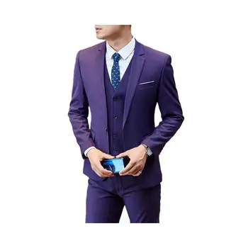 Vyrų Kostiumas Violetinis Kostiumas Trijų dalių korėjos Versija, Slim-fit Kostiumas vyriški Vestuvių Suknelė Verslo Atsitiktinis Pokylių pagal Užsakymą Kostiumas