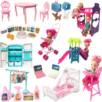 NK Nauja Mix Cute Lėlės Baldai Apsimesti Žaisti Žaislų Krepšiai Chiar Mini Šaldytuvas Barbie Priedai Kelly Lėlių Mergina Žaislas JJ