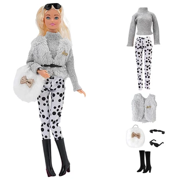 1 Nustatykite, Ilgi Megztiniai, Batai Pagalvių Rinkinys Barbie Lėlės Žiemą Dėvėti Mergina Lėlės Dėvėti Aprangą 1/6 Lėlės Drabužių Priedai