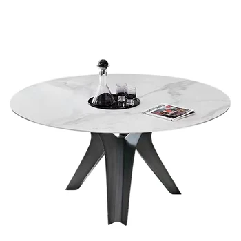 Šviesos ekstravagantiškas šiferis šiuolaikinės paprasta aukštos klasės apvalus valgomojo stalas ir kėdės kartu su patefonu namų lentelė