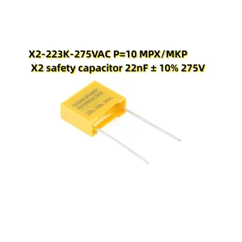 10VNT X2-223K-275VAC P=10 MPX/MKP X2 saugos kondensatorius 22nF ± 10% 275V