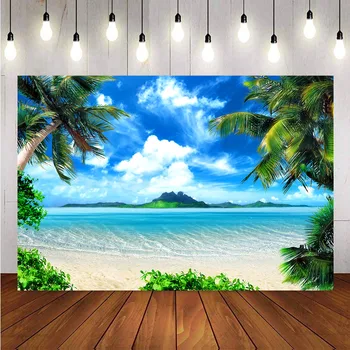Vasaros Paplūdimio fone fotografijos palmės, Kokoso medžio Užsakymą Vestuvių Fotografijos Fone Backdrops fotostudija užsakymą