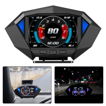 Nuolydis Metrų OBD2 GPS Dual Sistemos, Automobilis Skaitmeninis Spidometras Head Up Display Šlaito Pasvirimo Metrų P1 Automobilių HUD Ekranas