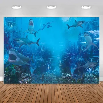 Ryklys Povandeninio Pasaulio Jūros Vaikai, Berniukai Fotografijos Fonas Gimtadienio Reklama Apdailos Aquarium Ocean Fono Nuotrauką