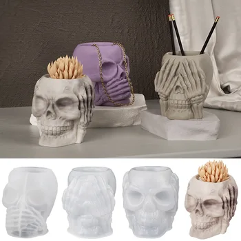3D Kaukolės Galvą talpinimo Jar Slicone Pelėsių 