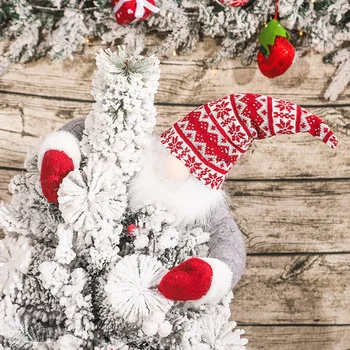 Kalėdų Eglutė Topper Rudolph Medžio Hugging Lėlės Apdailos Klasikinis Megztas Beveidis Elf Lanksti Namų Dekoro Atostogų Šalis