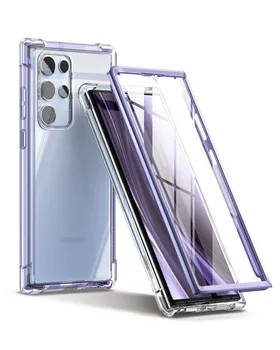 360 Full Body Dangtelis Apsaugos Case For Samsung Galaxy S22 Ultra 2 IN 1 Silikono Skaidrios TPU Prabanga Oro Pagalvės Atveju Coque