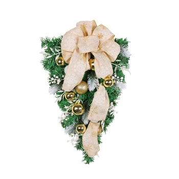 Kalėdų Apversto Medžio Kabo Apdaila, su Geltonos spalvos Kaspinėlis Šventinio ir Stilingas