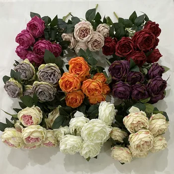 44CM Dirbtinis 9 Šakutės prancūzijos Rožių Puokštė su Įvairių spalvų Vestuvių Gatvės Gėlių kompozicijų Interjerams Dekoruoti Rožių Žiedų