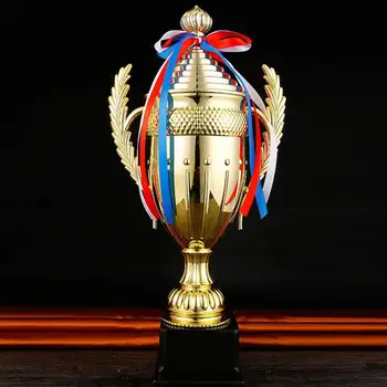 Didelis Gold Trophy Cup Užsakymą Trofėjus Spalvinga Juostelės Aukso Apdovanojimą Už Sporto Turnyrai, Konkursai Futbolo Futbolo Lygos Rungtynės