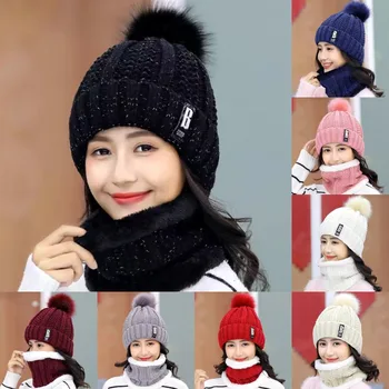 Nauja Rudens Žiemos moteriškos Kepurės Kepurės Megzti Šiltas Šalikas Vėjo Multi Funkcinis Skrybėlę, Šaliką Nustatyti Drabužių Priedai Tinka
