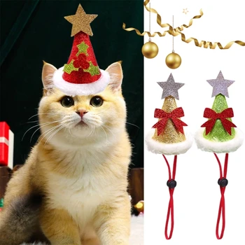 Švenčių Pet Santa Hat ir Kietas Nustatyti Dress Up Jūsų Furry Draugui! Kalėdų Nuotraukų Rekvizitai Šunis ir Kates, Vinjetė