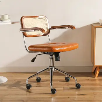 Biuro Kėdė Japonijos Retro Sukasi Šiaurės Prabanga Patogiai Studijų Stalas Sėdynės Kvėpuojantis Porankiu Rotango Kėdė