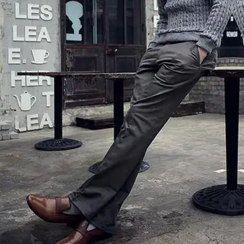 Slim Fit Kelnės Stilingi vyriški Slim Fit Verslo Kelnės Kvėpuojantis Minkštas Vidurio Juosmens Kelnės su Kišenėmis Mygtuką-užtrauktukas Uždarymo