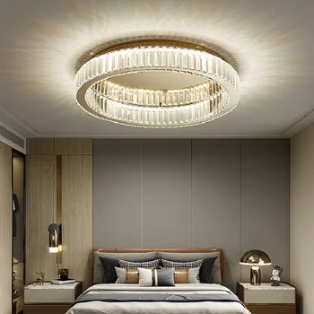 Modernūs, Prabangūs Krištolo Lubų Šviestuvai Gyvenimo Kambario, Miegamasis Studijų LED Lubų šviestuvas Paprastas Apvalus Skaidrus Kristalas Žibintai