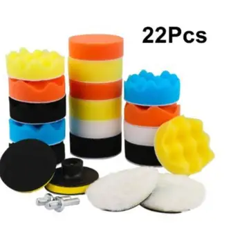 Nustatyti 3 Colių Šlifavimo Diskai & Sponge Poliravimo Šluostės Rinkinys 75mm Pagrindo Plokštė Vilnonių Rezervo Pagalvėlės Automobilių Šlifavimo-Poliravimo Vašku