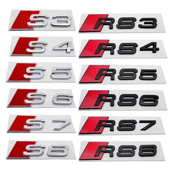 ABS Automobilių Lipdukas Audi Sline S3 S4 S5 S6 S8 RS3 RS4 RS5 RS6 RS8 Logotipas SQ3 SQ7 A3 A5 A8 Galinis Kamieno Uodega Logotipas Ženklelis Priedai