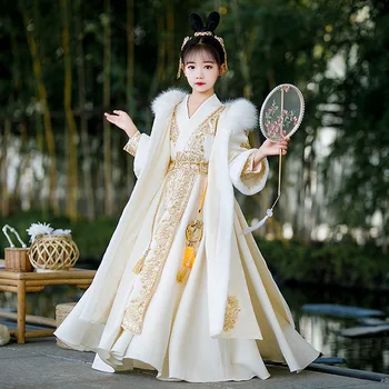 SAULĖTĄ Rudens Ir Žiemos Vaikų Storio Kinų stiliaus Tang Kostiumu Mergina Hanfu