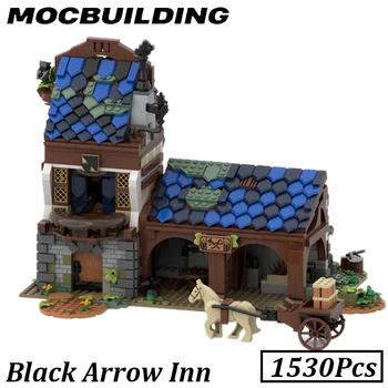Viduramžių Serijos Miestas Modelis Creative Statyba Blokai Namas Plytų Arklių Vežimą 