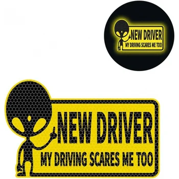 3Pcs Atspindintis Svetimų Lipdukai Naujas Vairuotojas Mano Vairavimo Mane Gąsdina Studentų Vairuotojas Transporto priemonių Saugos Pradedantiesiems Ar Pradedantysis Reflective