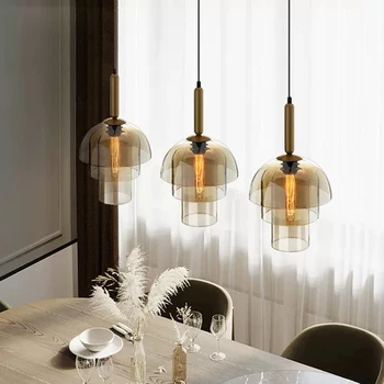 Šiuolaikinių LED Stiklo Pakabukas Šviesos restoranas Dekoratyvinių lempų Kūrybos kambarį priedai veltiniams, vilna Lempa Paprasta, naktiniai staleliai, lempa, LED E27 šviesos
