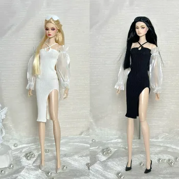 Drabužių set / juoda maža suknelė + balta ilgomis rankovėmis / 30cm lėlės drabužiai tiktų vasarą dėvėti aprangą 1/6 Xinyi FR ST Barbie Lėlės